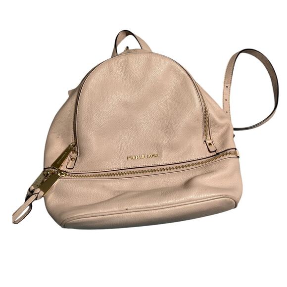 MICHAEL KORS, LARGE LIGHT PINK PEBBLED LEATHER BACKPACK - Picture 14 of 15